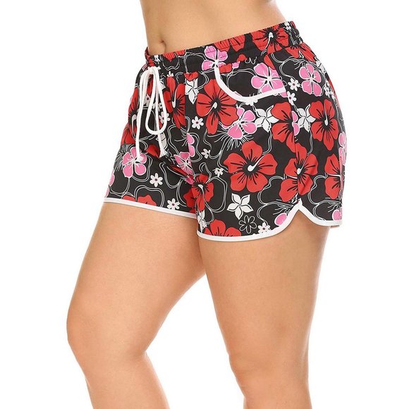 Tropical Print Swim Shorts with Pockets Womens Plus Size 20 Pink Swimwear - Picture 9 of 9
